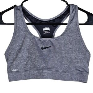 Nike Fit Dry Pro Sports‎ Bra Gray Heather Racerback Medium M Activewear